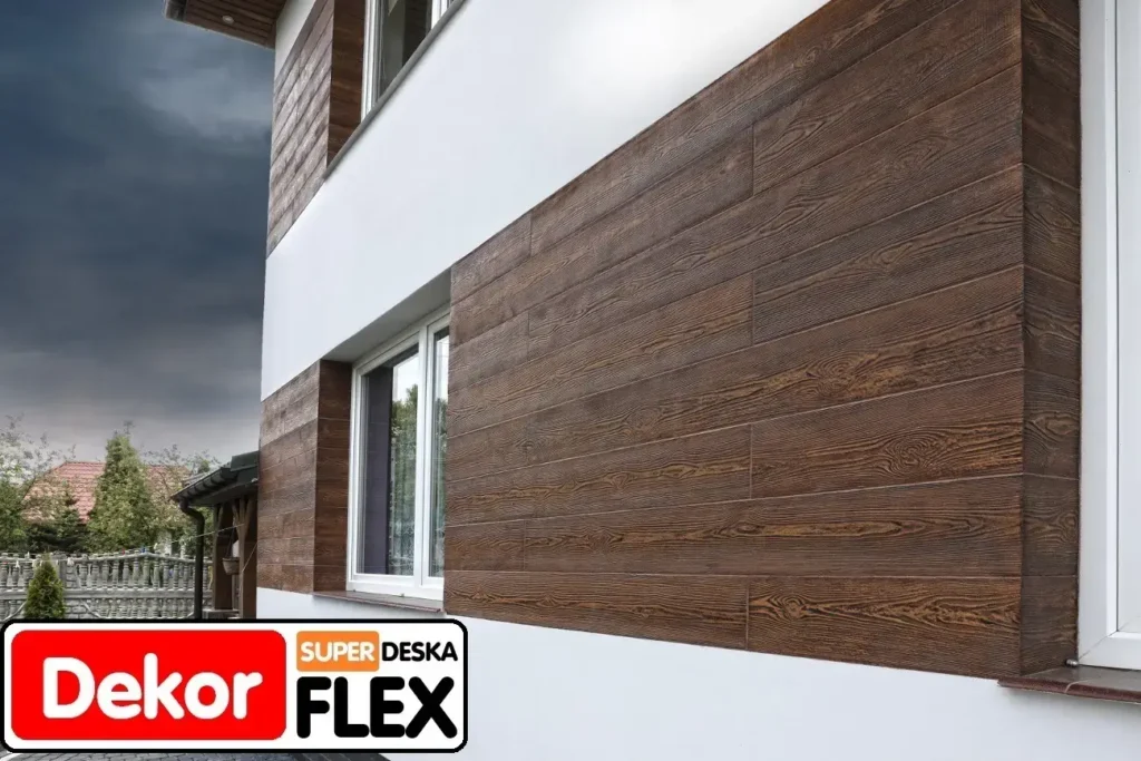 Elastyczna deska elewacyjna DekorFlex na ścianie zewnętrznej domu
